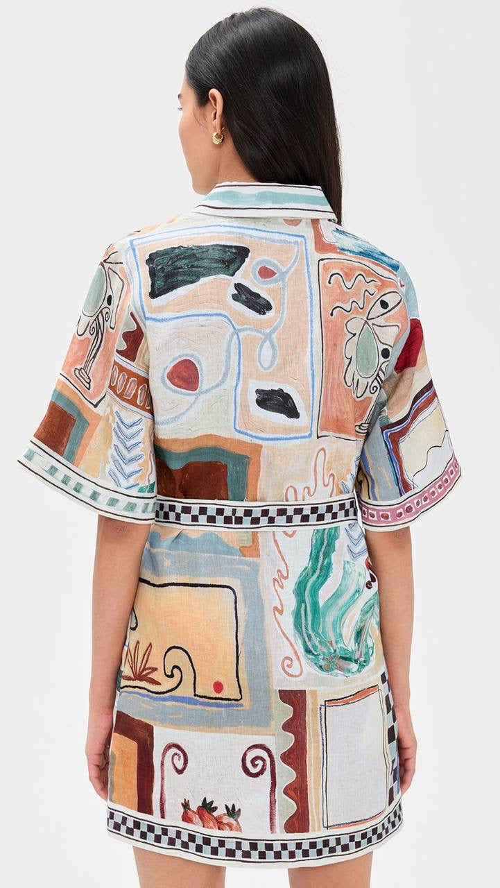 ALM Michelle Linen Mini Shirt Dress