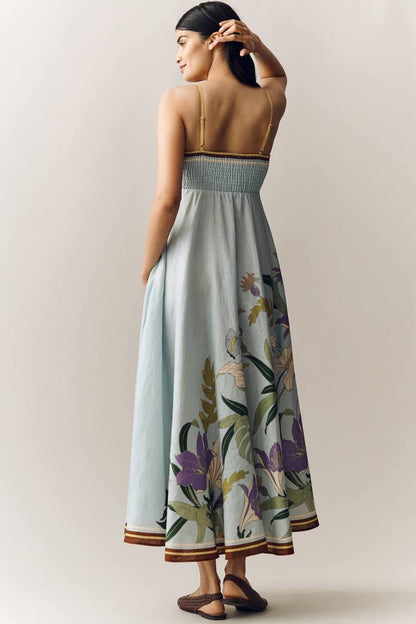 ALM Alfie Linen Sleeveless Sundress Midi Dress