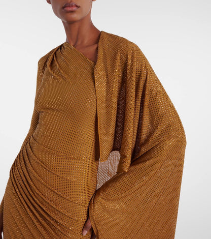 SP Gold Rhinestone Drape Midi Dress