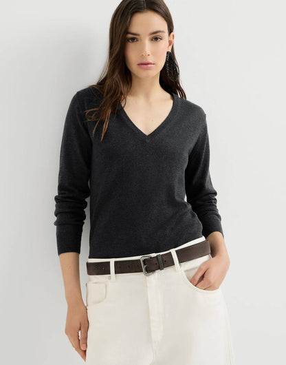 BC Cashmere V-neck Sweater With Monili