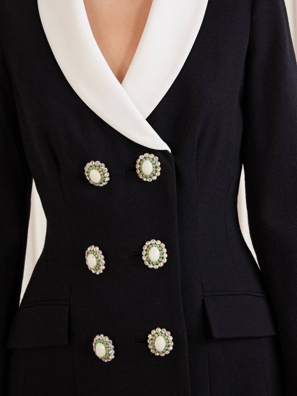 Black Tailored Double-breasted Contrast Collar Blazer Mini Dress