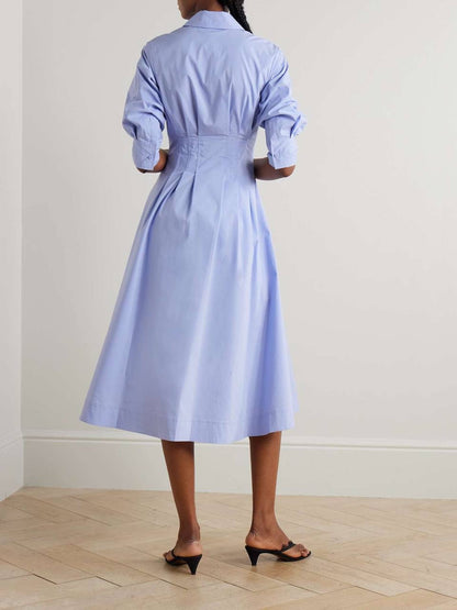 SK Jazz Pintuck Cotton-blend Midi Dress