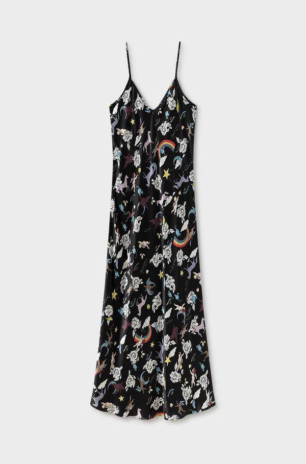 SL 90s Silk Slip Midi Dress in Seashells | Smoke | Surreal Black