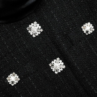 SP Black Boucle Taffeta Long Sleeved Midi Dress