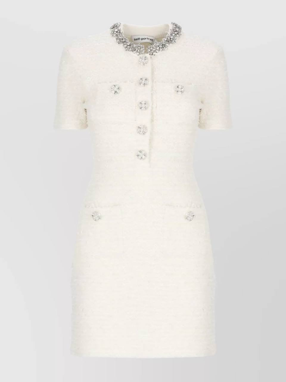 SP Ivory Textured-Knit Mini Dress