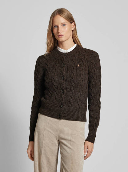 5 Colors! RL Cotton Cable Knit Crewneck Cardigan