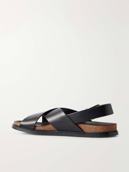 TR Crossover Buckle Leather Sandals in Suede/Horsehair/Smooth Calfskin