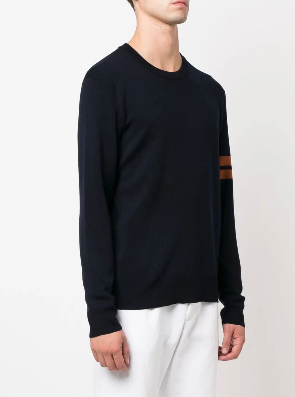 2 Colors! ZN Men’s High Performance Wool Crewneck Jumper Sweater w/ Stripe Detail