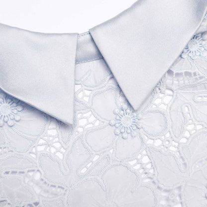 SP Blue Guipure Lace Collared Mini Dress