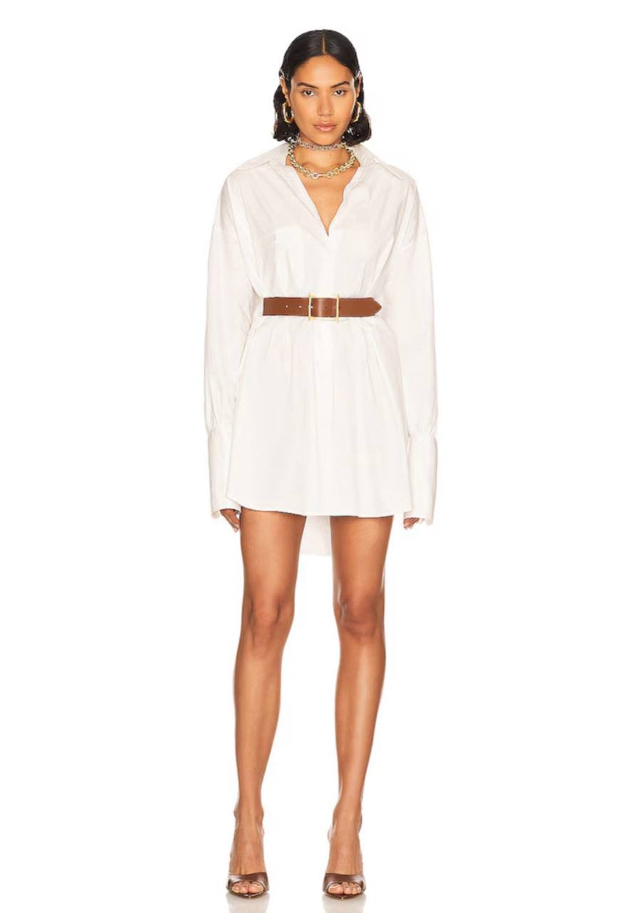 HS White Cotton Poplin Oversized Shirt / Shirtdress Mini Dress