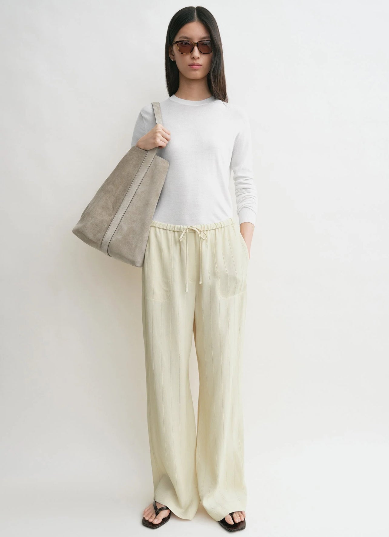 Tot Woven Stripe Top | Pants | Viscose-Linen Set