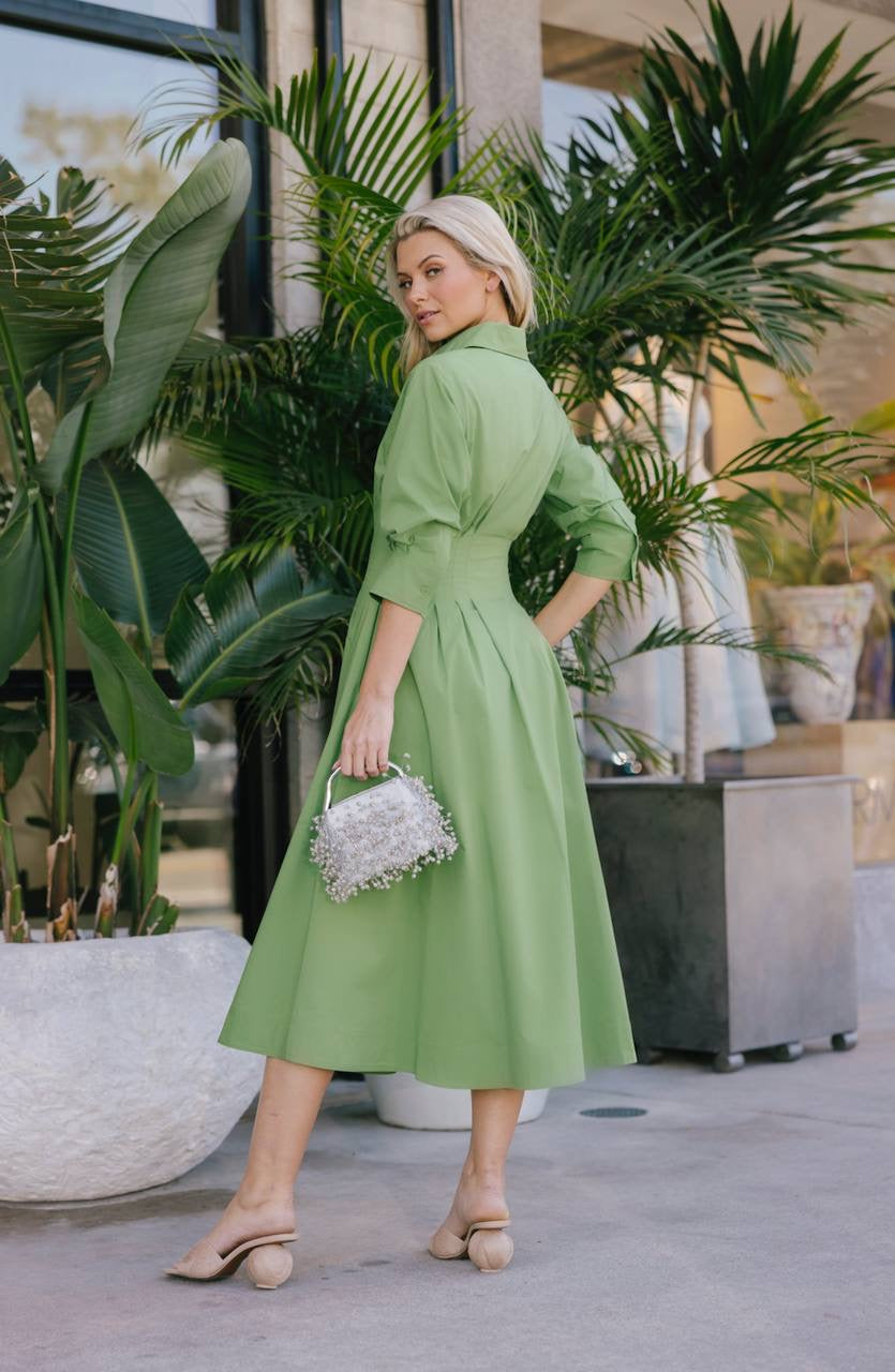 SK Jazz Pintuck Cotton-blend Midi Dress