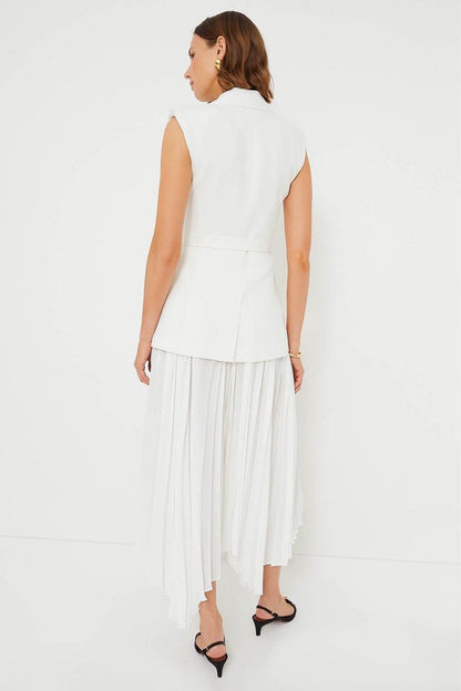 Jon Sim Helena Combo Blazer Pleated Midi Dress