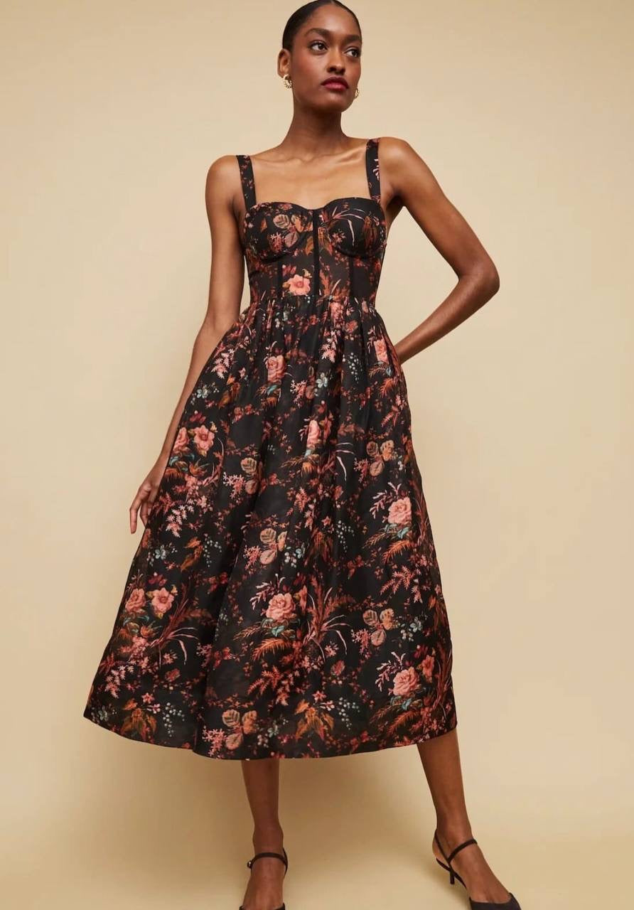 CC Pheobe Bustier Silk-linen Midi & Mini Dress