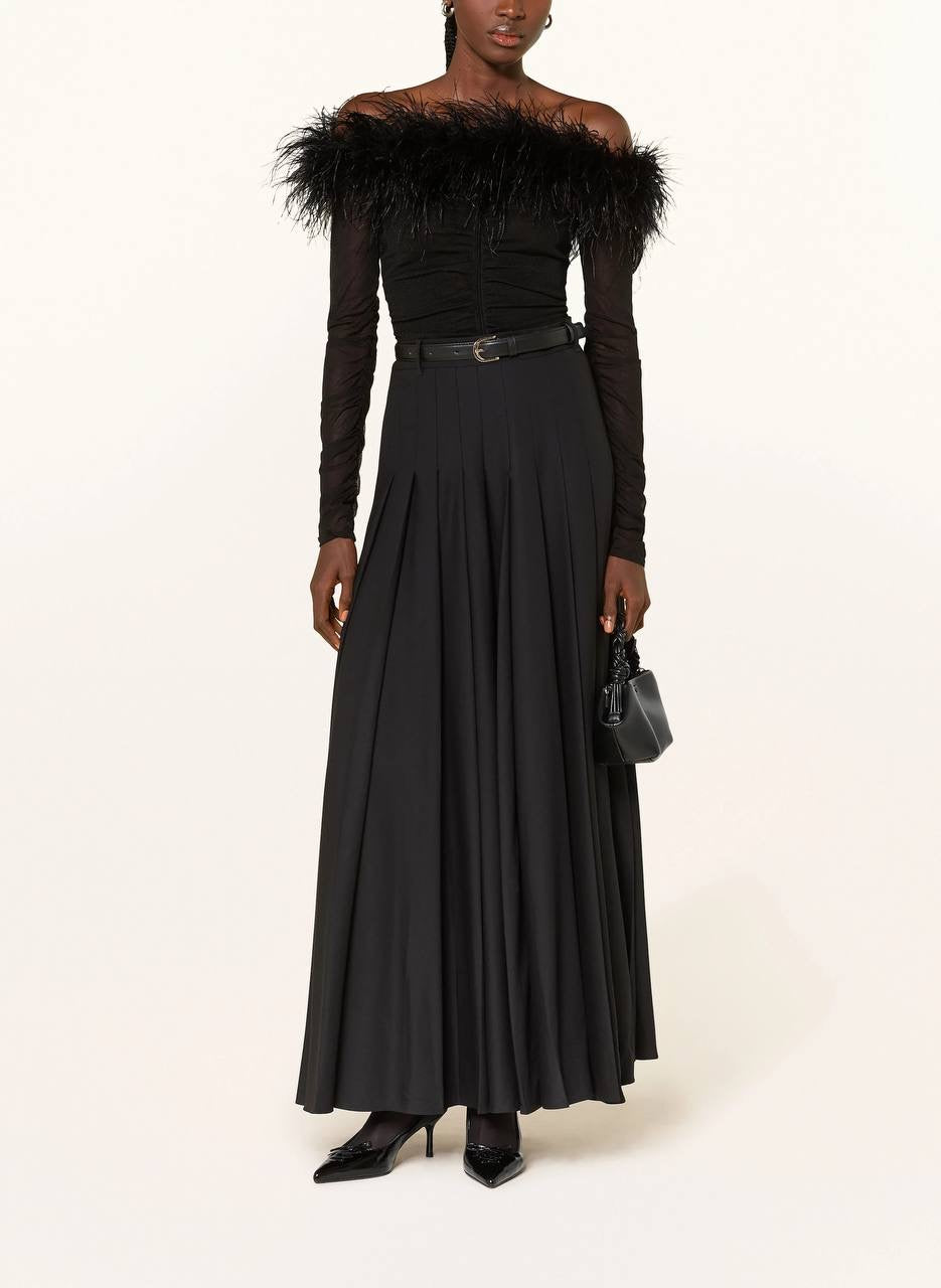SP Feather-trim Off-shoulder Top in Knit
