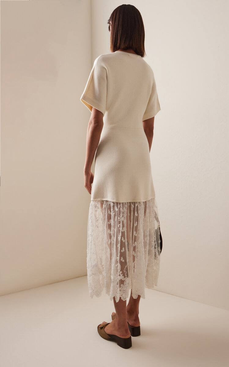 SE Diane Lace-Trimmed Merino Wool Knit Midi Maxi Dress