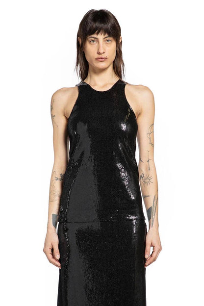 TOT Sequin Curved Sequin Tank | Long Sleeve Shirt | Low-waist Column Midi Skirt | Set