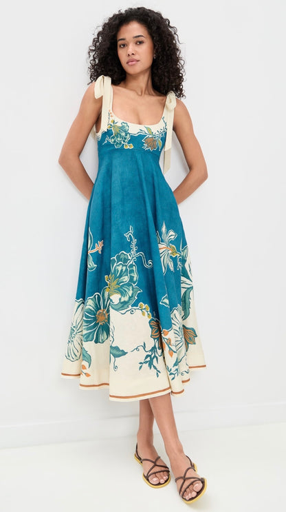 ALM Luda Ballet Linen Sundress Midi Dress