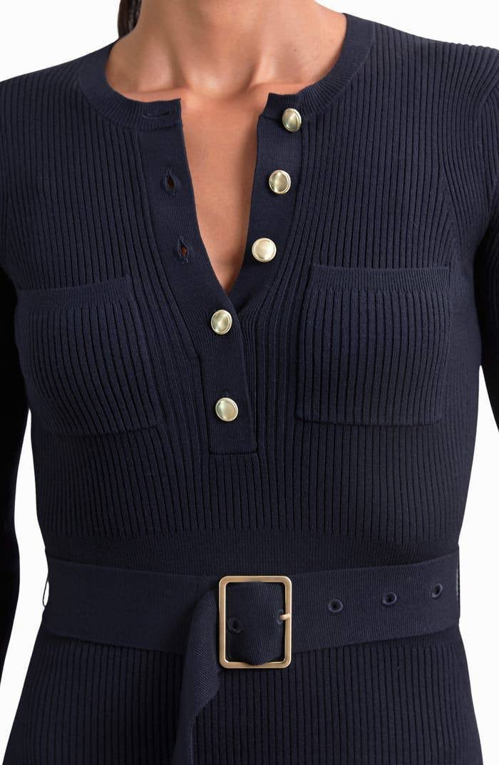 RS Willow Buttoned Rib Knit Midi Dress