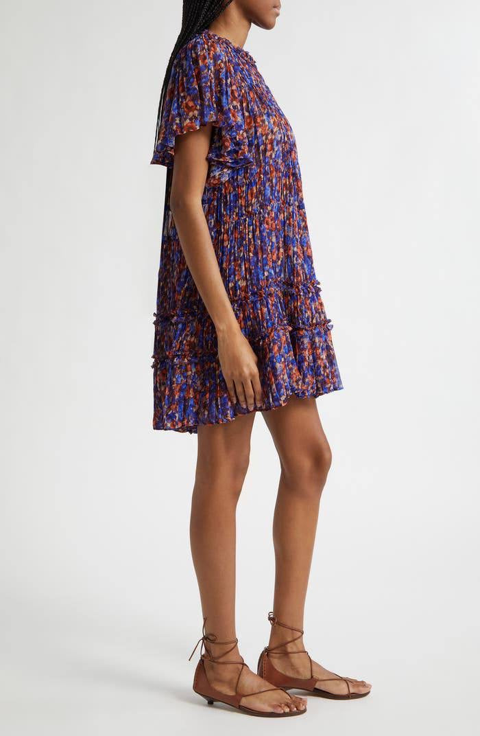 UJ Ryla Floral Silk Chiffon Mini Dress