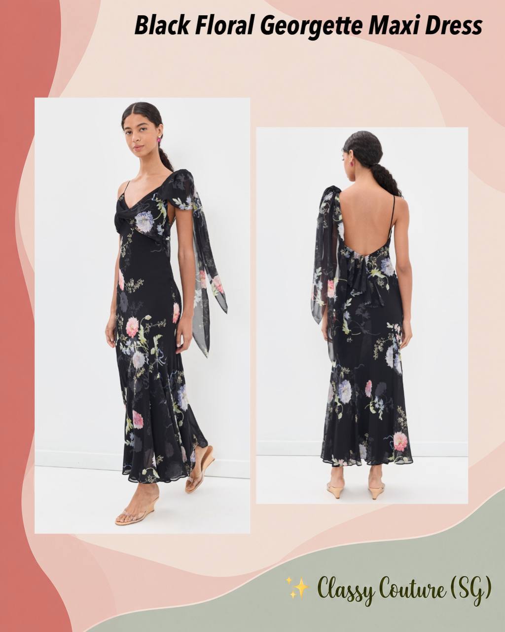 Black Floral Georgette Maxi Dress