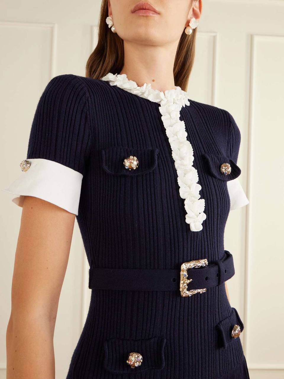 SP Navy Rib Knit Midi Dress