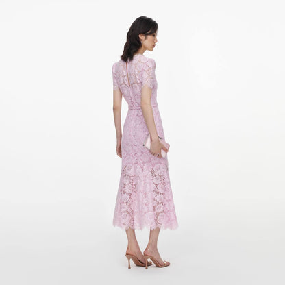 SP Pink Sequin Lace Midi Dress