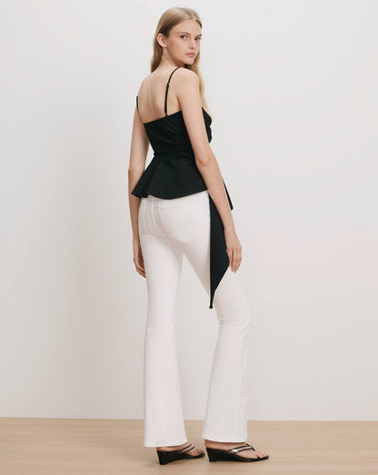VB Solange Wrap Cotton Peplum Asymmetric Top