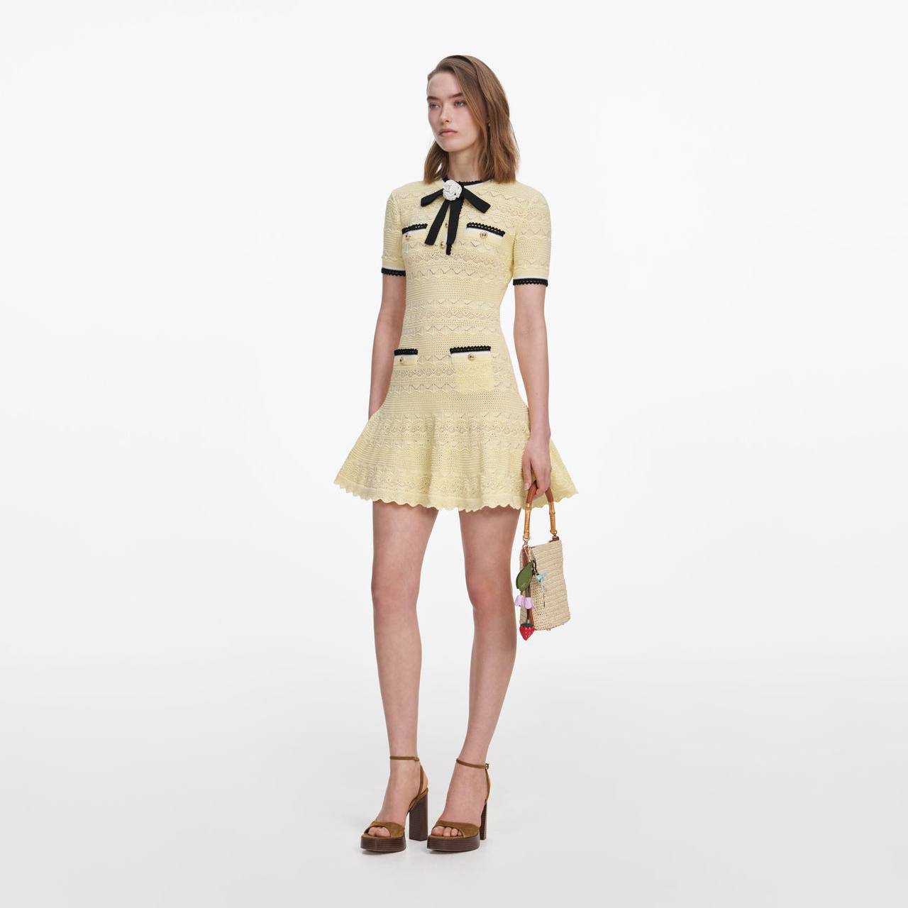 SP Yellow Pointelle Knit Mini Dress