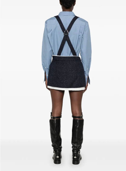 MJ Contrast Tweed Shorts with Suspenders