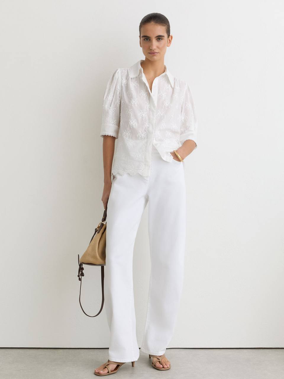 RS Edwina Cotton Floral-Embroidered Shirt
