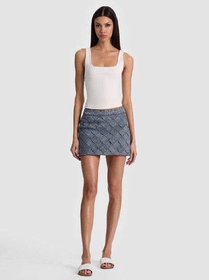 AO Rubi Woven Denim Micro Skirt in Indigo