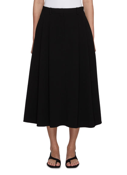TH Double-Pleat Trouser A-Line Midi Skirt in Admiral Crepe