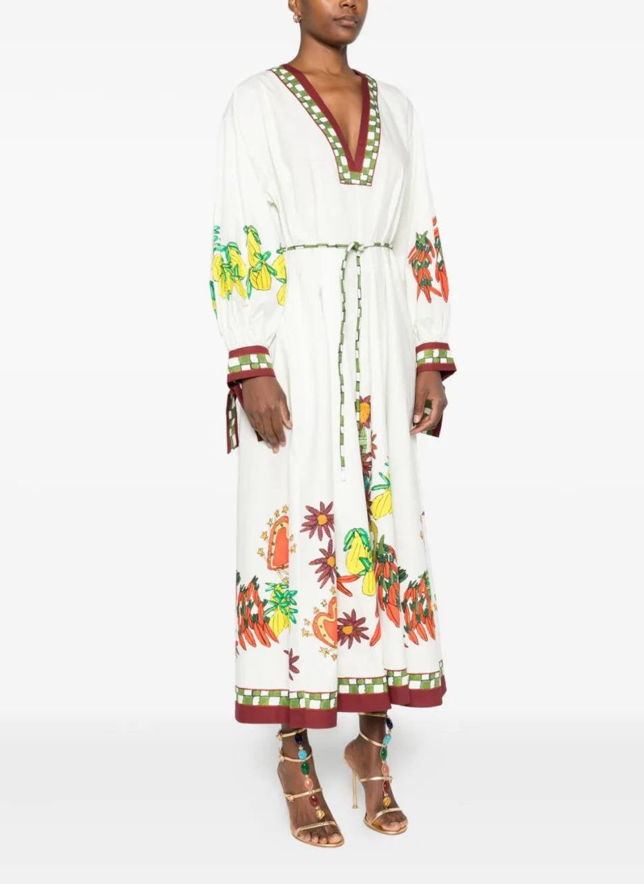 ALM Katerina V Neck Cotton Midi Dress