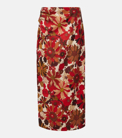 STL Belleto One-shoulder Cropped Shirt Top | Gathered Midi Skirt | Linen Set