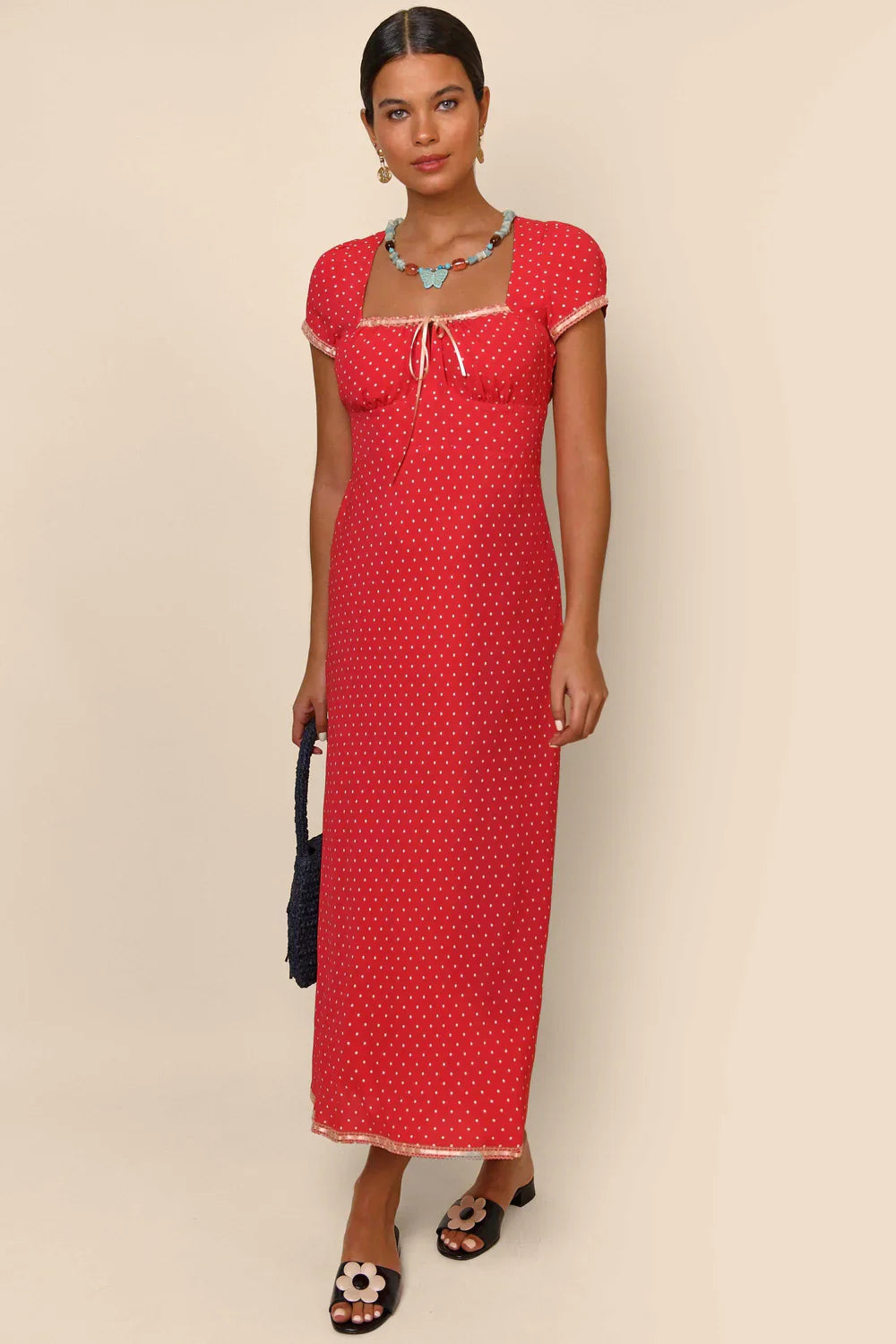 SALE! RX Marisa Viscose Midi Dress in Spot Red