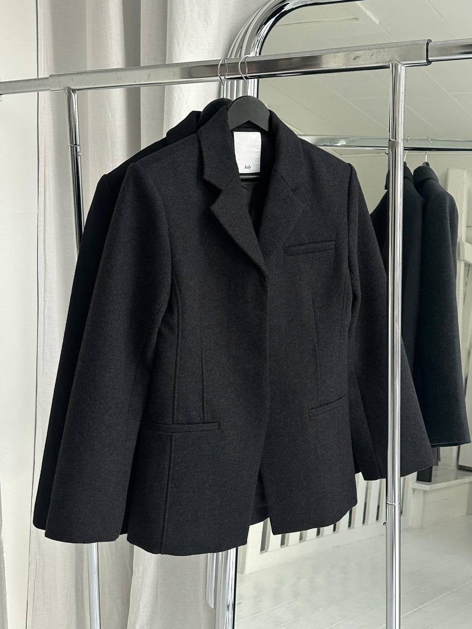 HL Ambra Wool Blazer in Dark Grey & Black