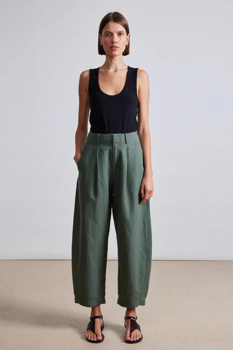 3 Colors! AA Bari Crop Trouser Pants in Pin Stripe | Thyme | Rosa