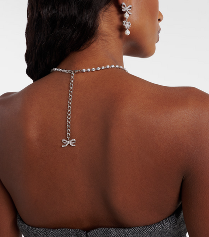SP Crystal-embellished Ribbon Bow Necklace