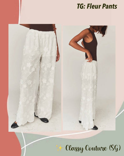 TG Fleur Cotton Embroidered Scalloped Pants
