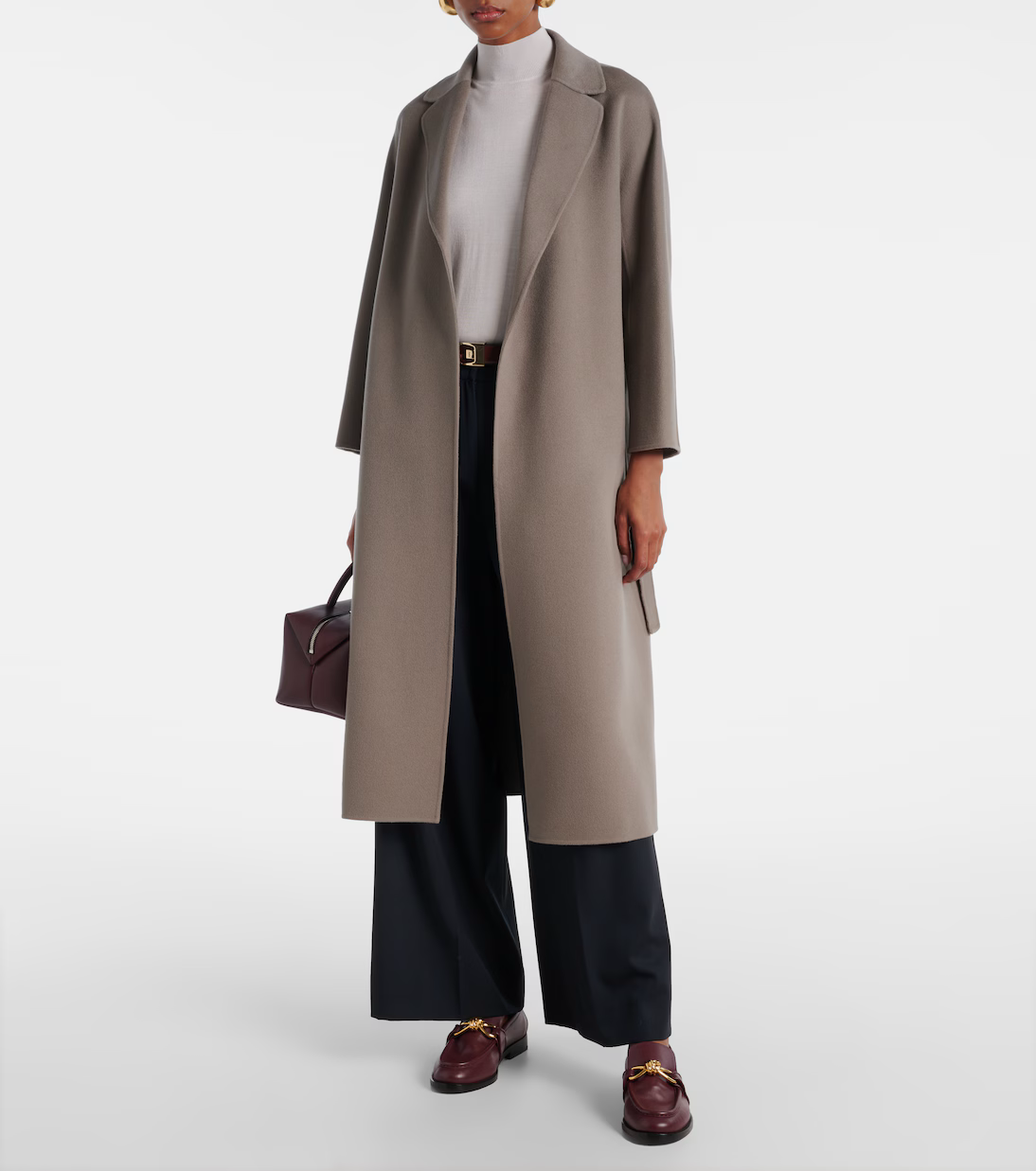 MM Esturia Wool Broadcloth Belted Midi Coat