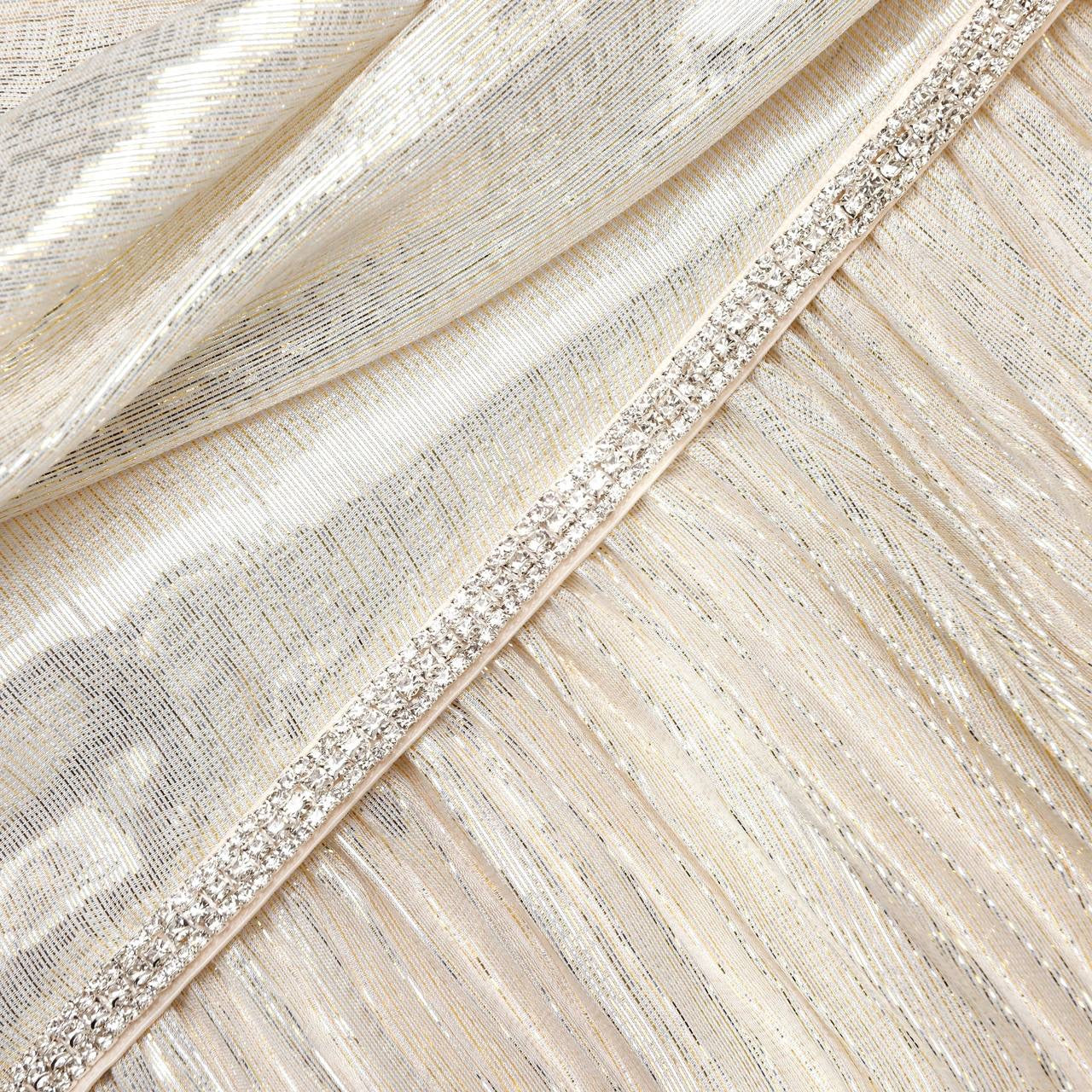 SP Champagne Metallic Chiffon One Shoulder Maxi Dress