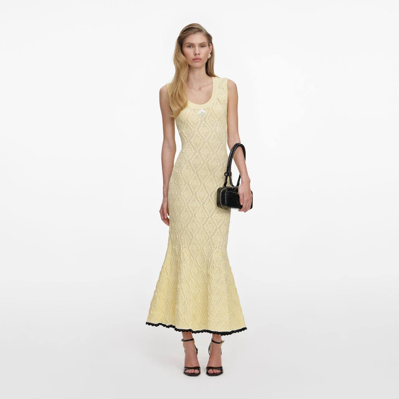 SP Yellow Pointelle Mermaid Midi Dress