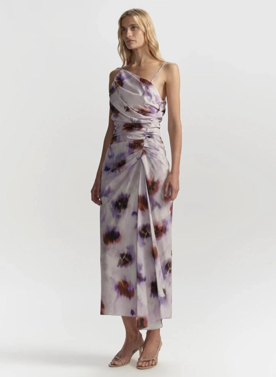 ALC Juno One Shoulder Tie Dye Cotton Midi Dress