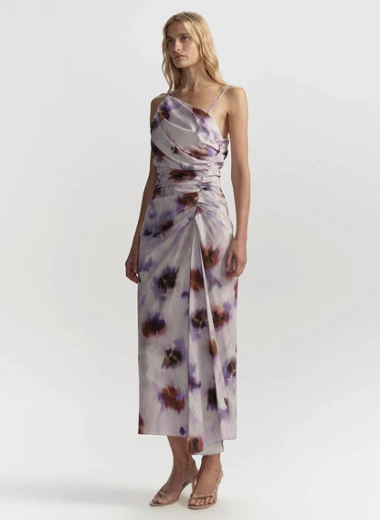 ALC Juno One Shoulder Tie Dye Cotton Midi Dress