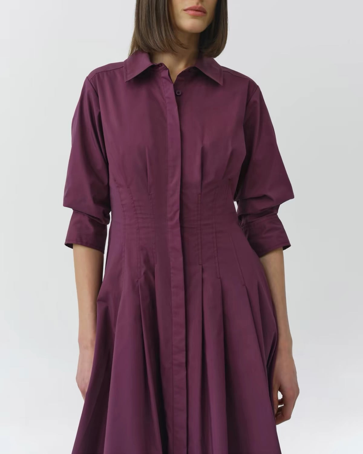 (PART 1/2) SK Jazz Pintuck Cotton-blend Midi Dress