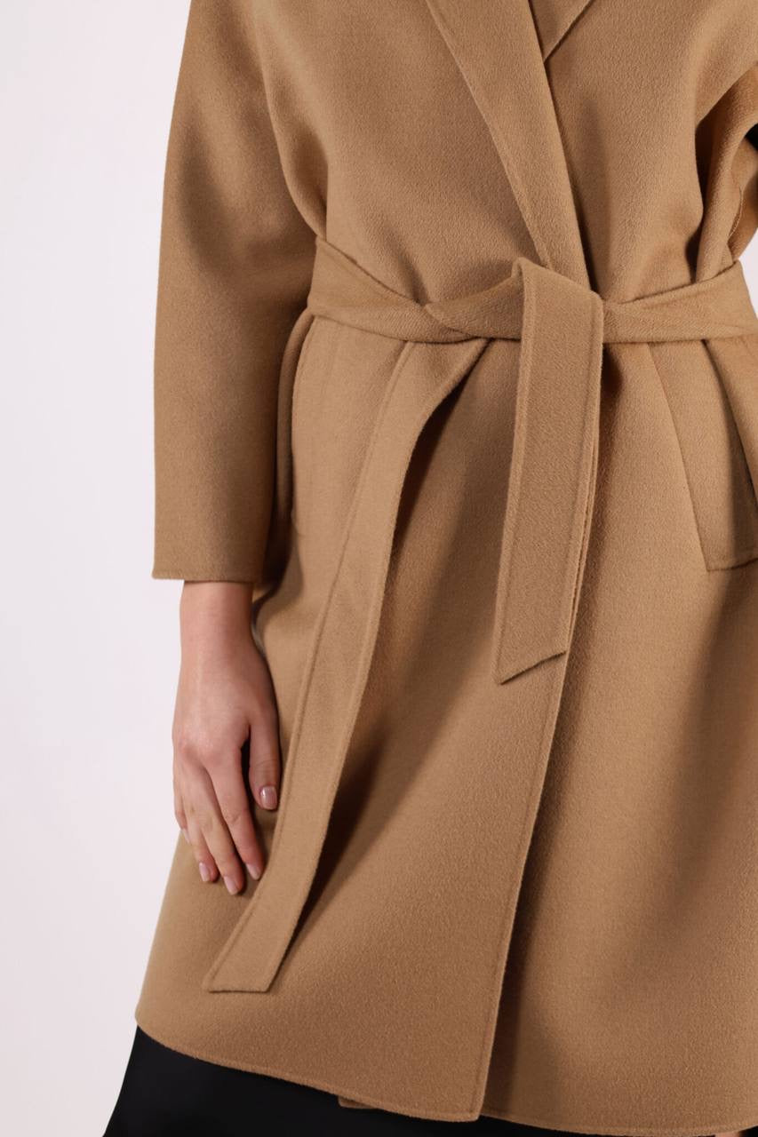 MM Civada Double-faced Brown Wool Robe Short Coat