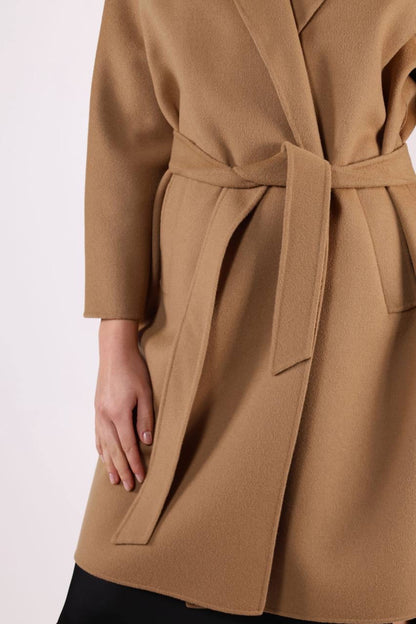 MM Civada Double-faced Brown Wool Robe Short Coat