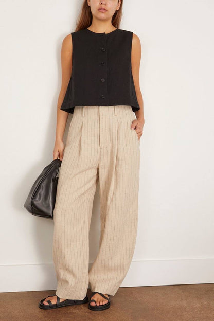 AA Godet Cotton-linen Sleeveless Tank Top