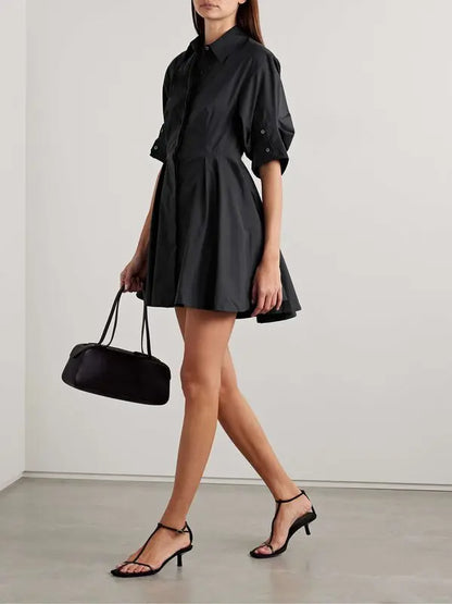 SK Jazzie Cotton-blend Mini Dress in Black